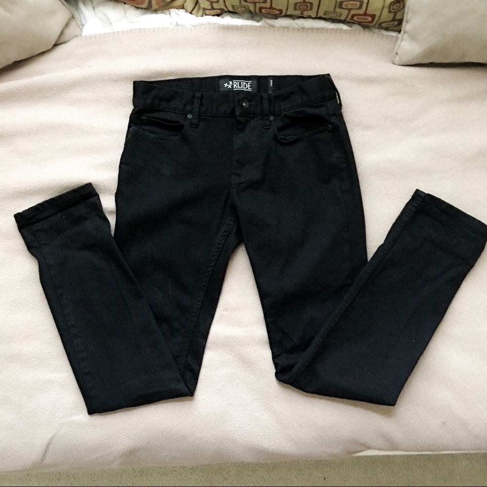 BLACK SKINNY JEANS men’s rude no fade 30/32